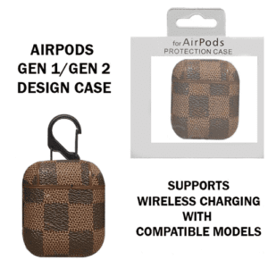 Brown Checker Print Design Airpods 1/2 Case