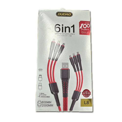Cable Charging 6 in 1 Dudao (Lightning - Type - C - Micro) Cable Charging 6 in 1 Dudao (Lightning - Type - C - Micro)