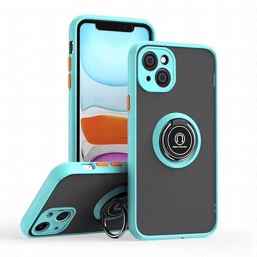 Case with Ring for Apple iPhone 13 (6.1) - Blue Case with Ring for Apple iPhone 13 (6.1) - Blue