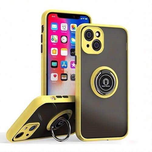 Case with Ring for Apple iPhone 14 (6.1) - Yellow Case with Ring for Apple iPhone 14 (6.1) - Yellow