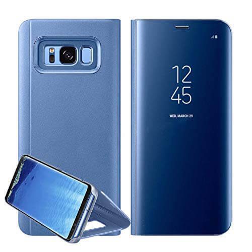 Wallet Flip cover Mirror With Back Stand Without the Sensor For Samsung S8 - Blue Wallet Flip cover Mirror With Back Stand Without the Sensor For Samsung S8 - Blue