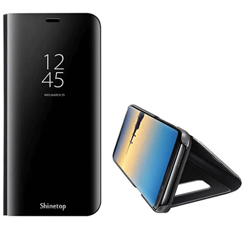 Wallet Flip cover Mirror With Back Stand Without the Sensor For Samsung Note 8 - Black Wallet Flip cover Mirror With Back Stand Without the Sensor For Samsung Note 8 - Black