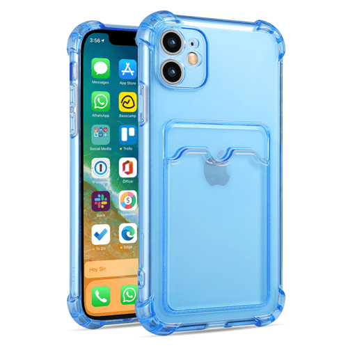 Case, Clear Protective Back Card for Apple iPhone 13 (6.1) - Blue Case, Clear Protective Back Card for Apple iPhone 13 (6.1) - Blue