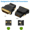 DVI to HDMI Adapter, Gold Plated Converter, Black