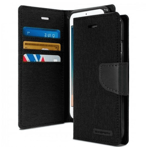 2r2 Canvas Diary Wallet Case For Samsung S20 Ultra - Black