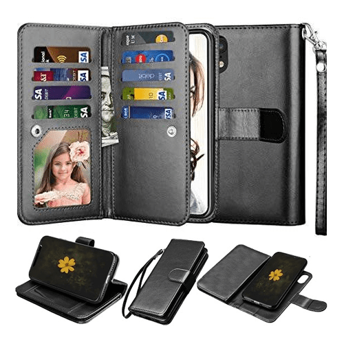 YTUI Bifold 9 Card detachable wallet for Apple iPhone XS Max - Black
