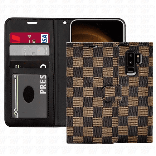 Checker Printed Photo ID Wallet for Samsung Galaxy S9 Plus - Brown Checker Printed Photo ID Wallet for Samsung Galaxy S9 Plus - Brown
