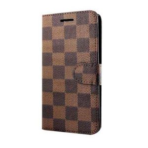 Checker Printed Photo ID Wallet for Apple iPhone 6 / 6S - Brown