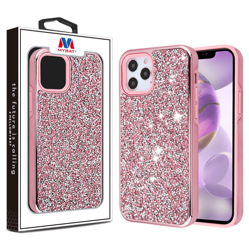 Rhinestones Hybrid Case - Electroplated For Iphone 12 Pro Max - Pink Rhinestones Hybrid Case - Electroplated For Iphone 12 Pro Max - Pink