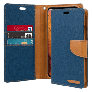 Goospery Canvas Wallet Case For Iphone X / XS - Blue / Camel