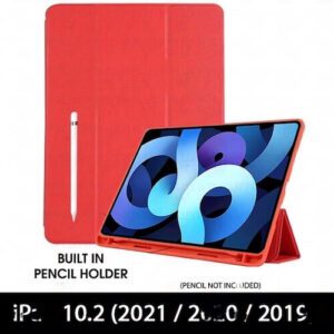 Smart Case With Pencil Holder for Apple iPad 10.2 (7/8 Gen) - RED
