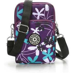 Universal Cross-body Cell Phone Pouch - Flower / Purple
