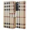 Plaid Printed Photo ID Wallet for Samsung Galaxy S21 - Beige