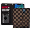 Checker Printed Photo ID Wallet for Apple iPhone 15 (6.1) - Brown
