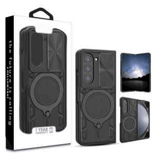 MyBat Anti-Drop Hybrid Protector Case (with Ring Stand) for Samsung Galaxy Z Fold5 - Black / Black