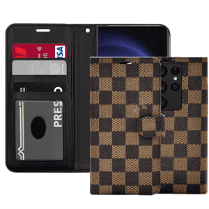 Case Checker Printed Photo ID Wallet for Samsung Galaxy S24 Ultra - Brown