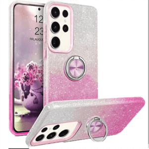 Case 3-in-1 Glitter w/ Ring for Samsung Galaxy S24 Ultra - (Pink - Silver )