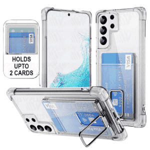 Case Edge Card Holder w Stand for Samsung Galaxy S24 Ultra - Clear