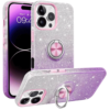 3-in-1 Glitter w/ Ring Case for Apple iPhone 16 Pro - Purple /Silver