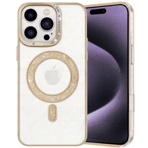 Glitter Electroplated Magsafe Case for Apple iPhone 16 Pro - Gold Glitter Electroplated Magsafe Case for Apple iPhone 16 Pro - Gold