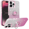 3-in-1 Glitter w/ Ring Case for Apple iPhone 16 Pro Max - Pink /Silver