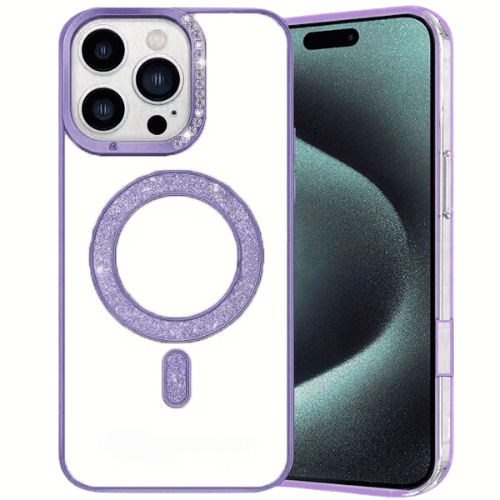 Glitter Electroplated Magsafe Case for Apple iPhone 16 Pro - Purple Glitter Electroplated Magsafe Case for Apple iPhone 16 Pro - Purple