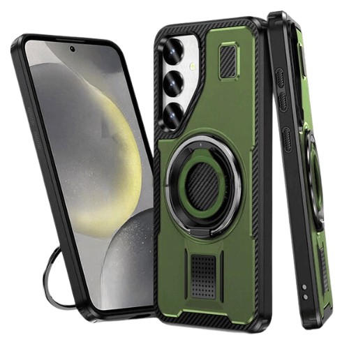 Case With Ring Grip and Stand for Samsung Galaxy S24 FE - Green Case With Ring Grip and Stand for Samsung Galaxy S24 FE - Green