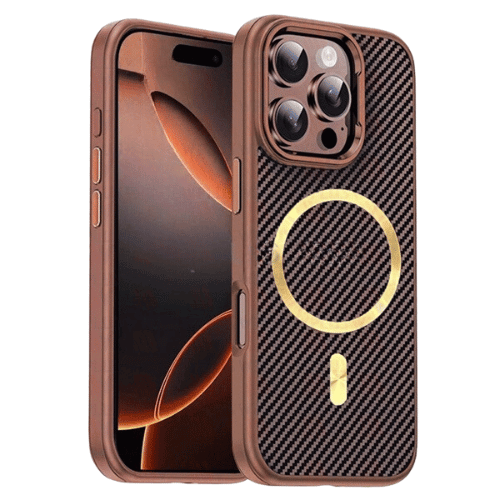Case Magsafe Carbon Fiber for Apple iPhone 16 Pro - Brown Case Magsafe Carbon Fiber for Apple iPhone 16 Pro - Brown