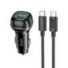 Hoco Car Charger + Type-C Cable 2 Port (USB + Type-C) Fast Z58A - Black