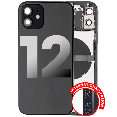 Back Housing W/ Small Components Pre-Installed Compatible For iPhone 12 (International Version) (Used OEM Pull: Grade B) (Black) Back Housing W/ Small Components Pre-Installed Compatible For iPhone 12 (International Version) (Used OEM Pull: Grade B) (Black)