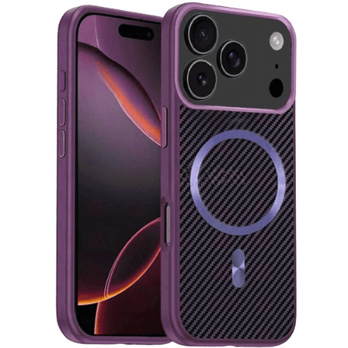 Case Magsafe Carbon Fiber for Apple iPhone 17 Pro - Purple Case Magsafe Carbon Fiber for Apple iPhone 17 Pro - Purple
