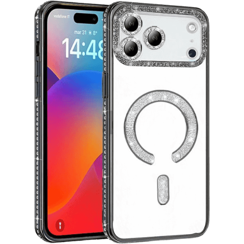Case Glitter Electroplated Magsafe for Apple iPhone 17 Pro - Black Case Glitter Electroplated Magsafe for Apple iPhone 17 Pro - Black
