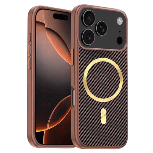 Case Magsafe Carbon Fiber for Apple iPhone 17 Pro - Brown Case Magsafe Carbon Fiber for Apple iPhone 17 Pro - Brown